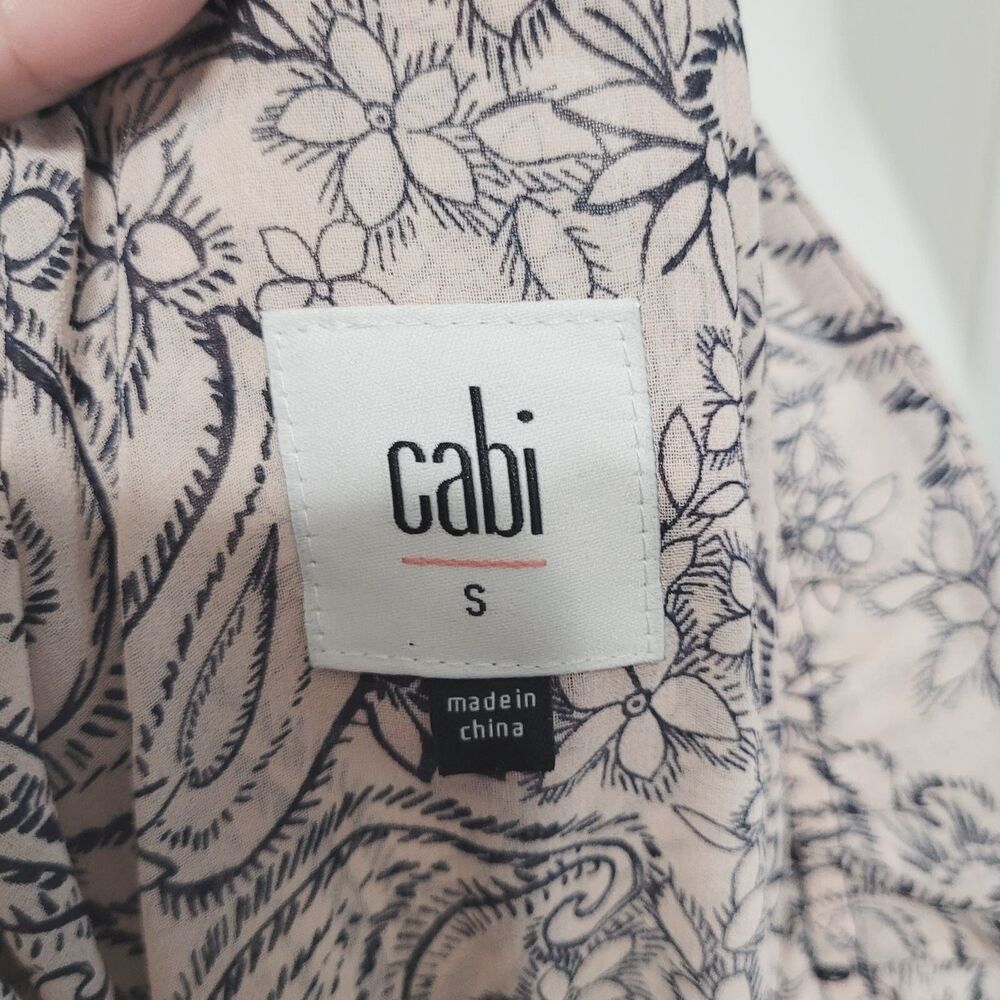 Cabi Small dress sheath v-neck tie collar flower paisley stretch elastic waist - Picture 12 of 13